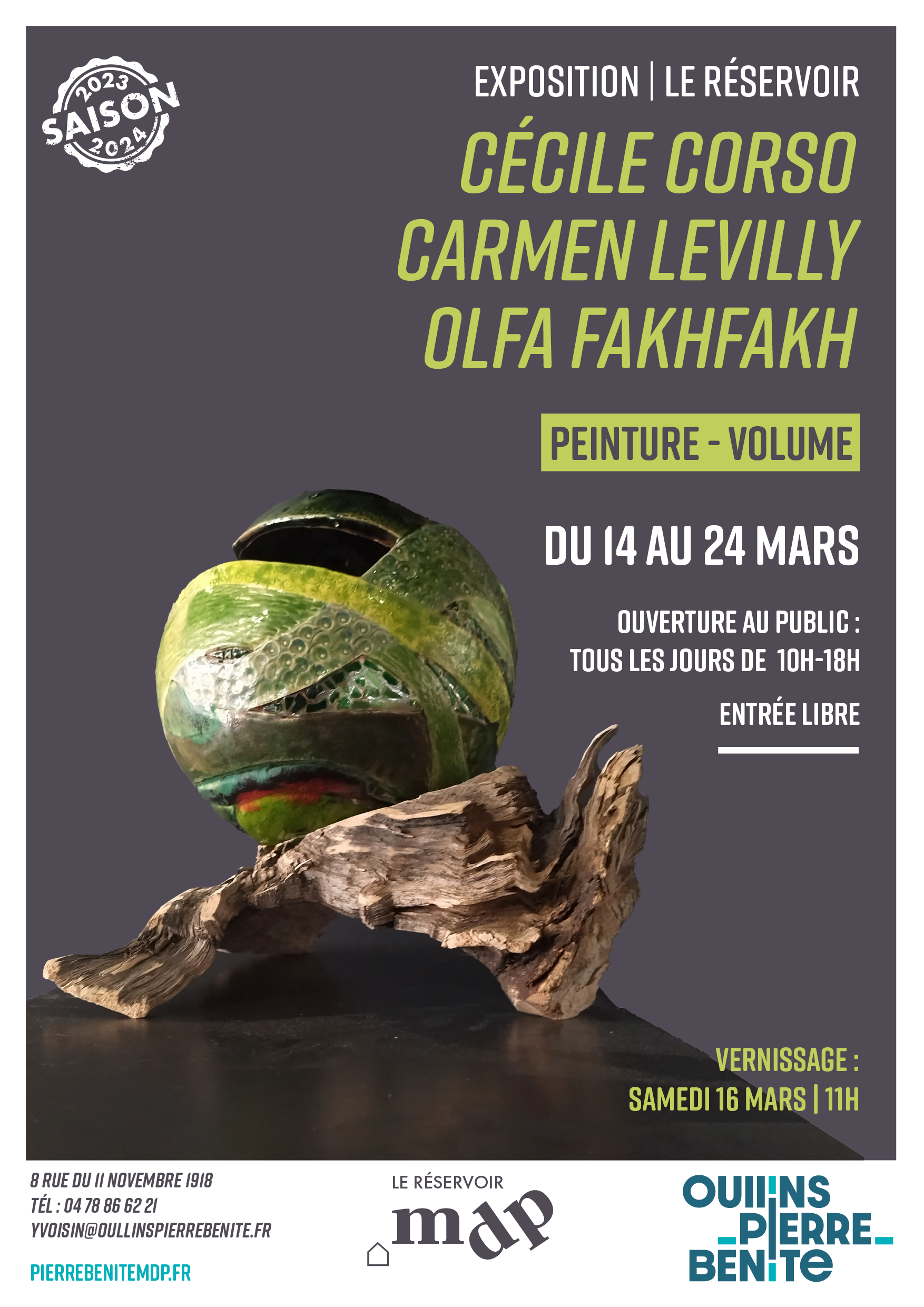 Exposition Cécile Corso Carmen Levilly et Olfa Fakhfakh Le Réservoir